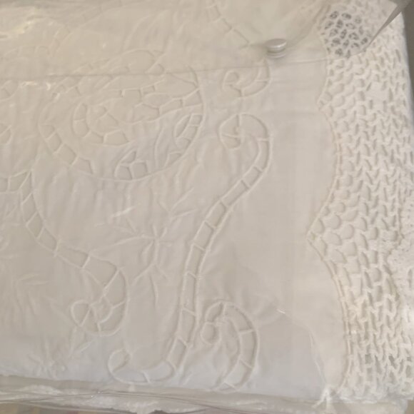 VTG NEW KEECO Sheets Hand-Embroidered White 3 Piece Set Sz Full Cottagecore 87' - Picture 10 of 13